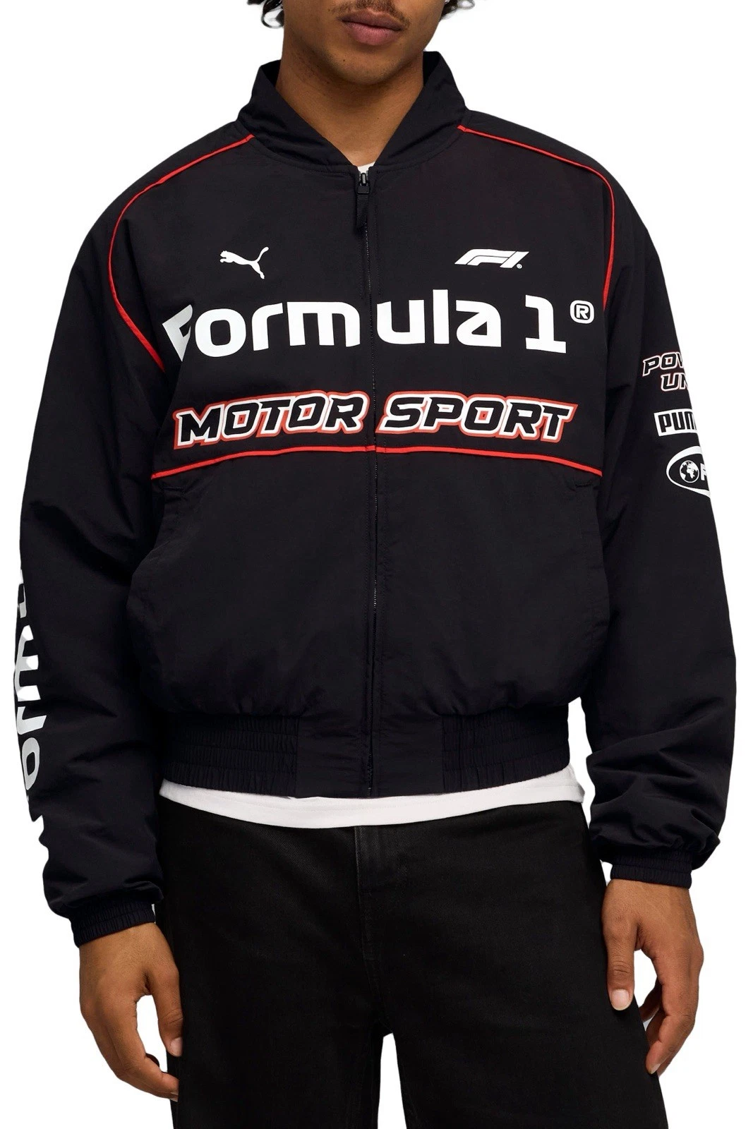Large🔥Puma F1 Pilot Jacket Mens Formula 1 Bomber Full Zip Black 635353 01 - product detail image 5