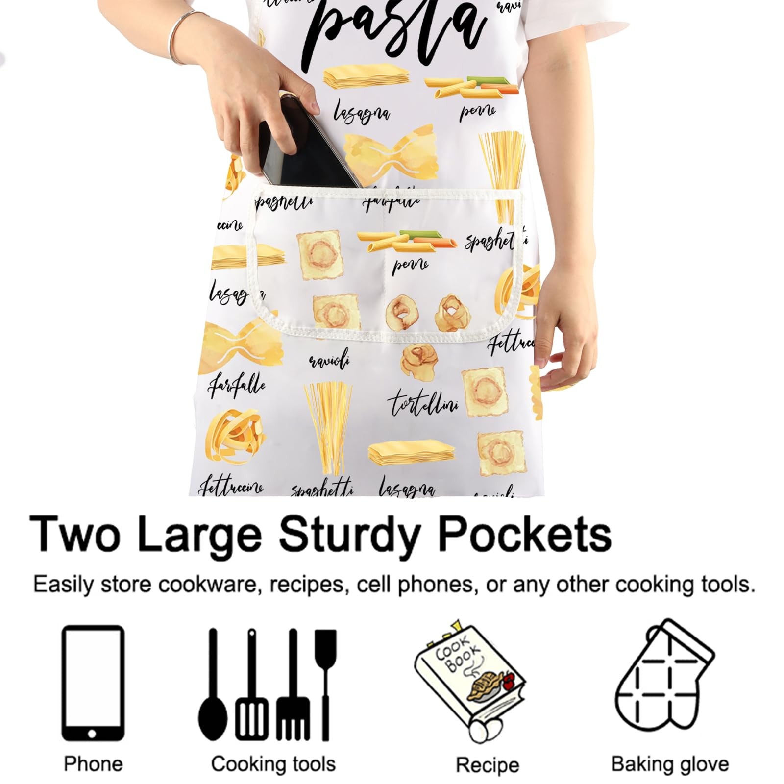 Pasta Kitchen Apron With Pockets Love Eat Gift Italian Spaghetti Food Lover