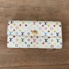 Louis Vuitton Sarah Wallet White Multicolor Murakami TH0066 Auth Box Dust Bag