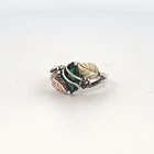 Vintage Black Hills Gold Sterling Silver 12k 925 Green Stone Leaf Ring Sz 6.5