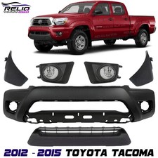 Front Bumper Cover Primed Plastic Fog Lights Kit For 2012-2015 Toyota Tacoma