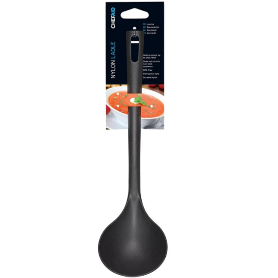 Chef Aid Nylon Suppenkelle Servierlöffel BPA-Frei, Spülmaschinenfest Schwarz Neu - Bild 2 von 4