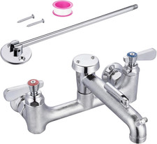  CA Avail  Commercial Mop Sink Faucet 8" Center, Heavy-Duty Wall Mount Utility