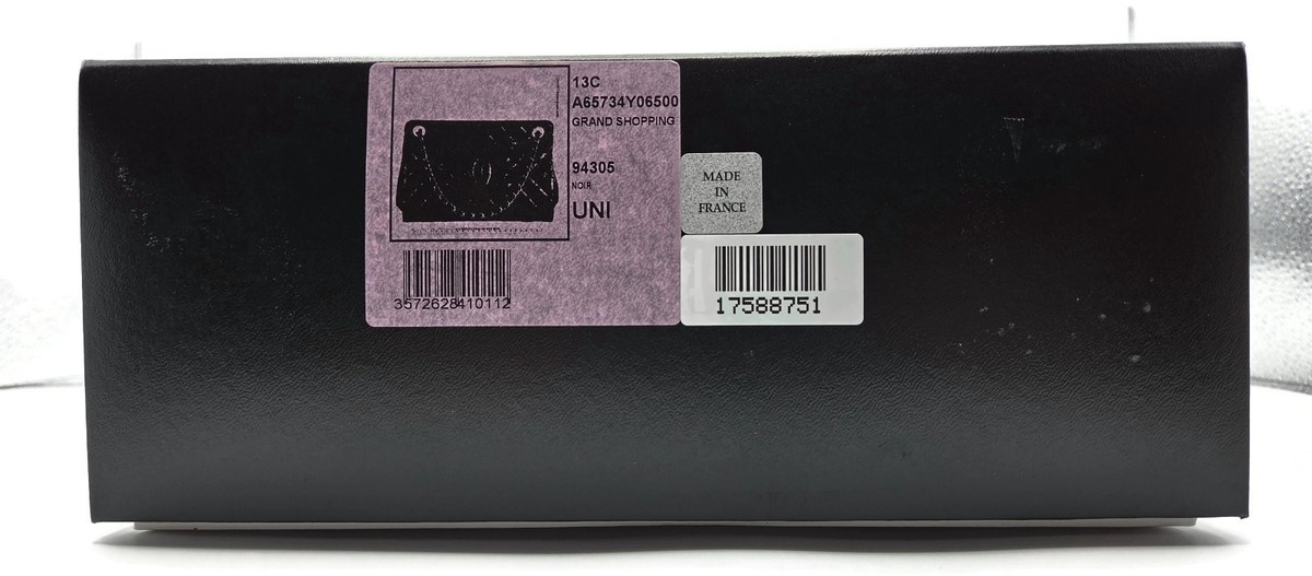 Chanel Grand Shopping Tote Handbag Black Caviar Leather Silver