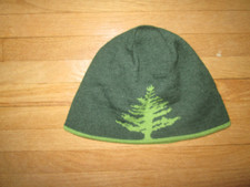 PATAGONIA Reversible Green Knit Beanie Hat w/ Tree Design  O/S