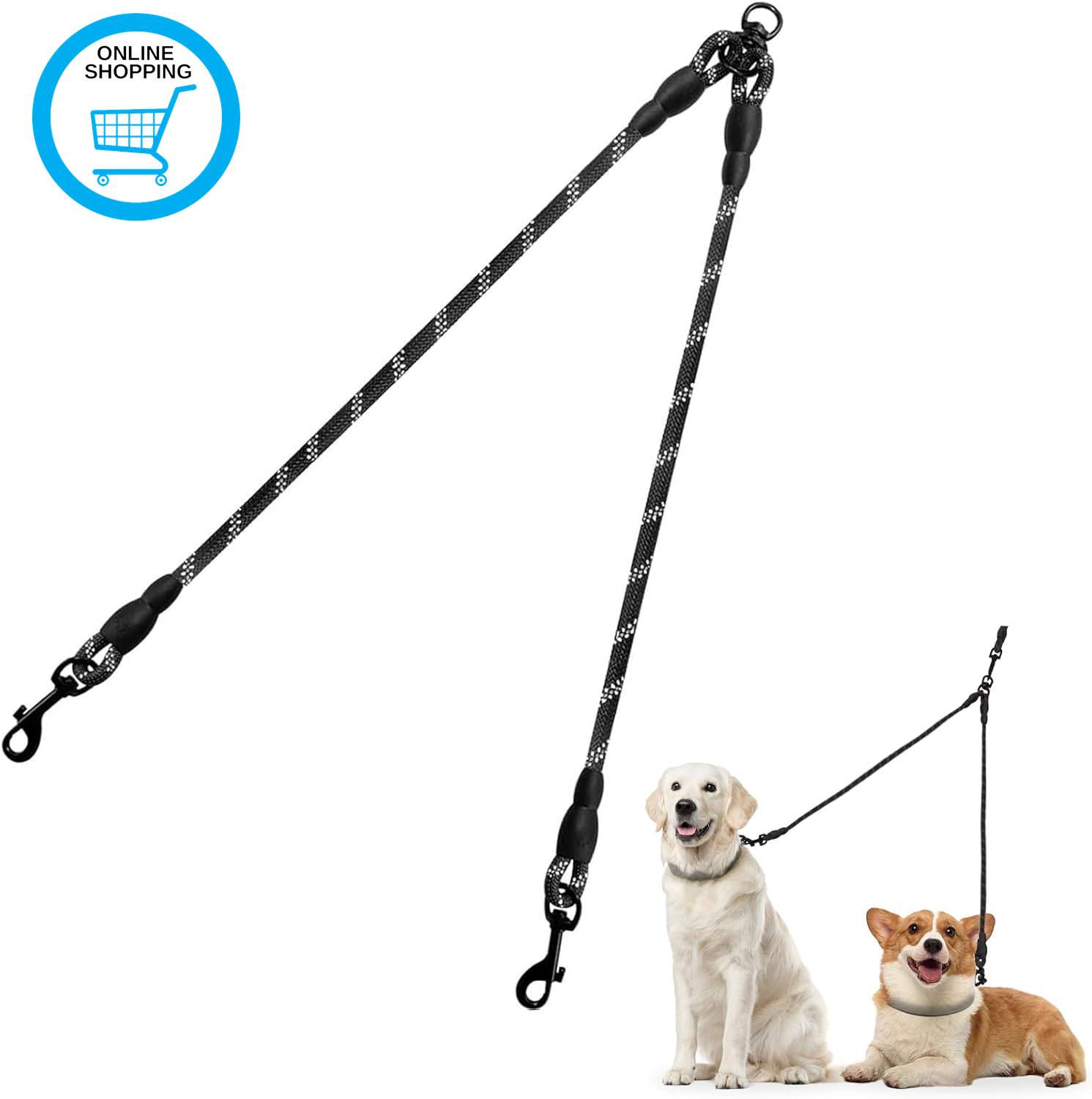 Dog Lead Splitter 2 Way, Double Lead for Walking 2 Dogs No Tangle, for Puppy Sma