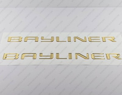 BAYLINER BOOT LOGO GOLD CHROM ERHABEN GEWÖLBT 3D AUFKLEBER STICKER 23'' x 1,5''...