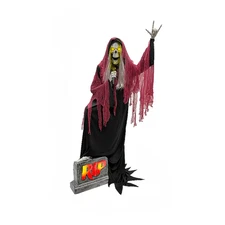 Haunted Living 7-ft Bluetooth Reaper Band LED Singer Animatronic Halloween NEW