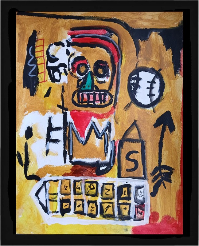Neo-Expressionism/Abstract 11x14 Basquait Sports  Modern Street Art Painting