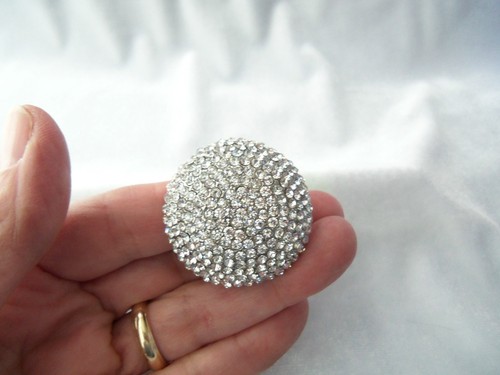 Enorme anello costume fascia elastica regolabile strass cristallo pavè vintage - Foto 8 di 8