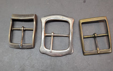 LOT OF 3 Vintage Brass Square Center Bar Pin Buckle for Leathercraft Belt Strap