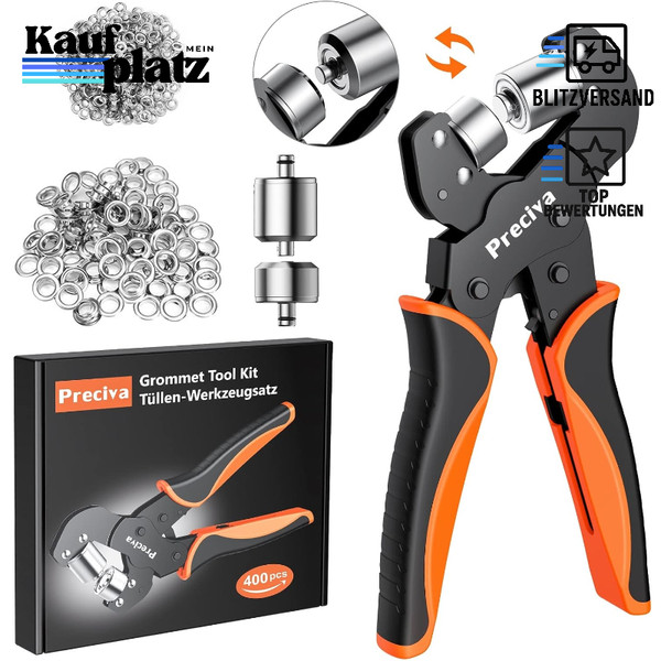 ÖSenzange Set Austauschbar Mit 400 ÖSen Ø6Mm-Ø10Mm FüR Pvc-Banner Karton-image