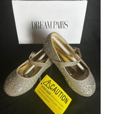 Dream Pairs Gold Girls Toddler Angel Mary Jane Style Sparkly Flat Shoes NEW