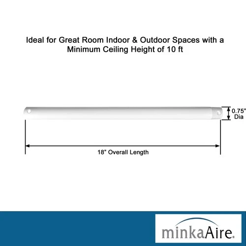 Minka Aire Downrod For Ceiling Fans 34 Inch White Premium Steel Construction - Picture 3 of 10