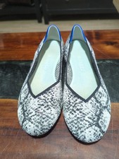 Rothy's Women's Knit Ballet Flats Snake Skin Slip-On Round Toe US 8.5 Gray