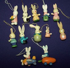 Miniature 13 Wood Easter Rabbit Decorations