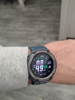 Amazfit T-Rex Pro 47.7mm Polycarbonate Case Smart Watch - Steel Blue 