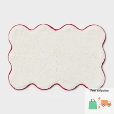 20"x30" Scalloped Christmas Bath Rug Cream/Red - Threshold™