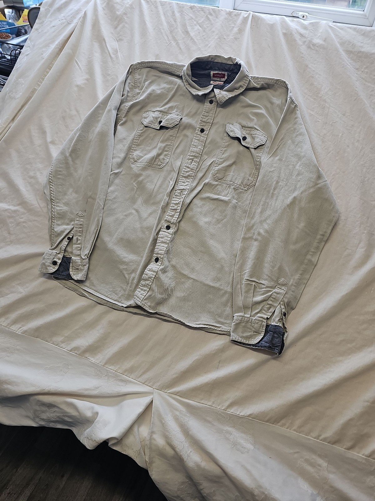 Wrangler Flex for Comfort Long Sleeve Work Shirt in Stone Grey  RR1078 image 4