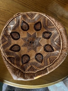 Tan Moroccan Leather Pouf Form Only Handmade Ottoman Footstool Leather (Camel)