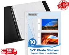 Dunwell 5x7 Photo Sleeves for 3-Ring Binder, (10 Pack) for 40 Pictures, Each She