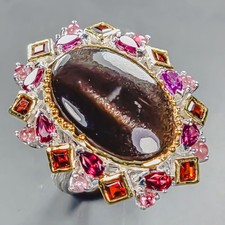 Recommend 20 ct Natural Labradorite Ring 925 Sterling Silver Size 8 /R439149