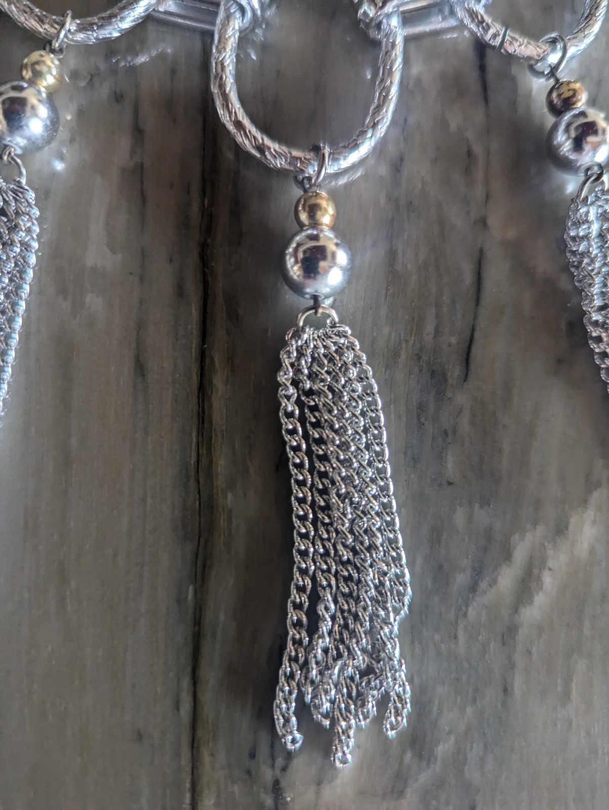 Silver Necklace Dangle Statement Chain, Large & B… - image 4