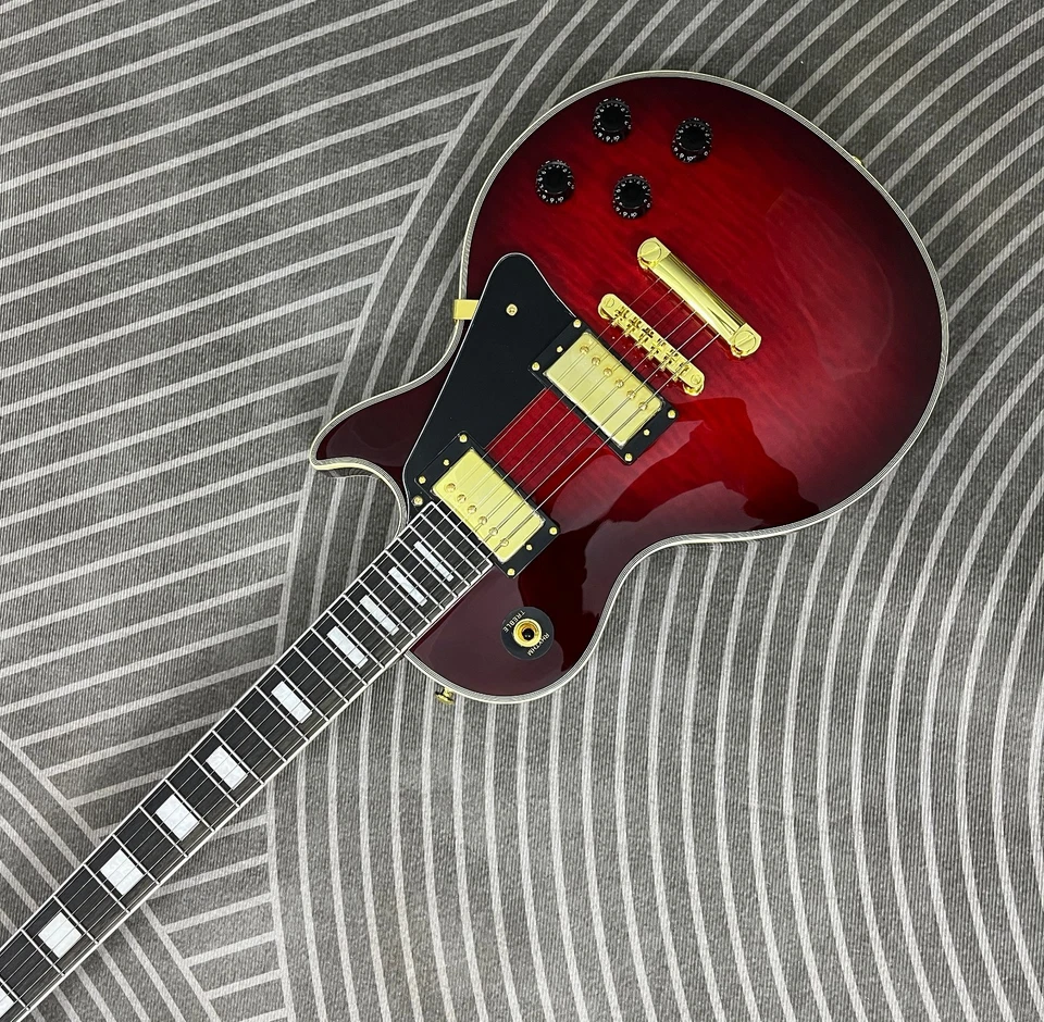 Guitarra Eléctrica LP Personalizada Diapasón de Palisandro DORADO Herrajes Pastillas HH Foto 3 de 4