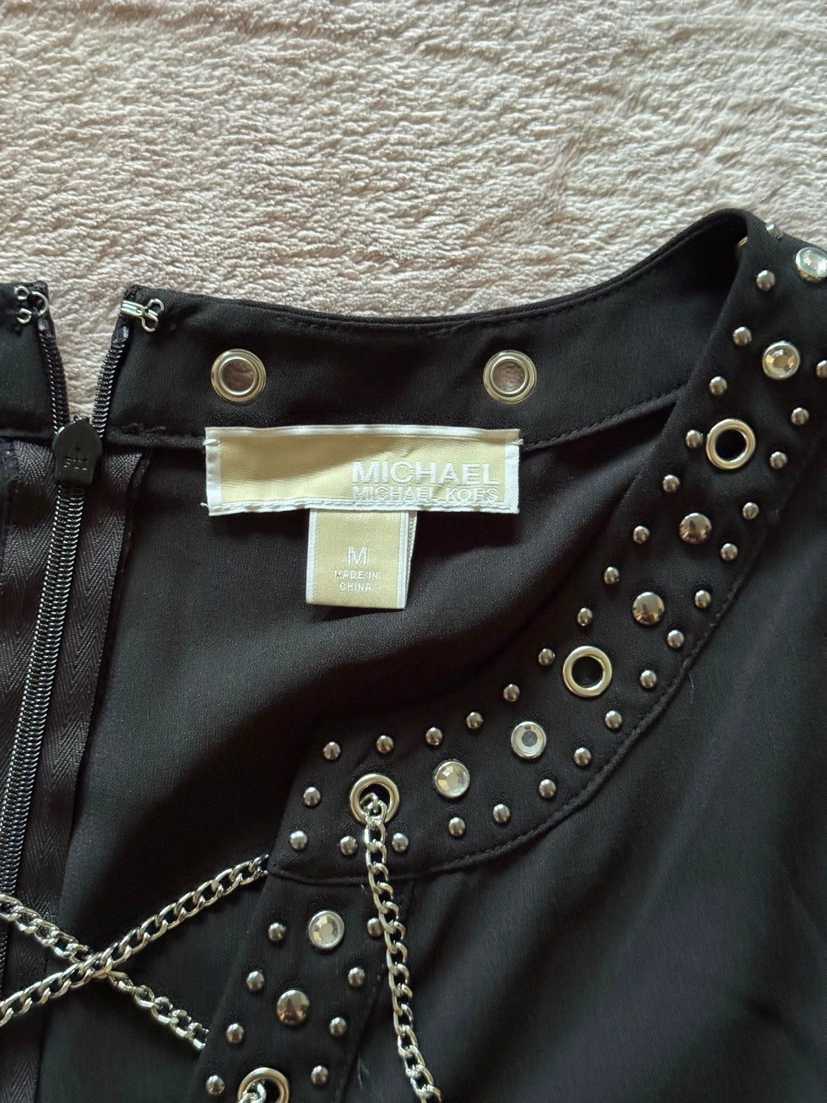 Maglione donna Michael Kors abito nero con catena taglia M