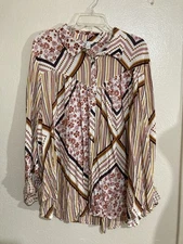 Cato 22/24 Soft Rayon Long Sleeved Blouse Multicolored Multiple Patterns Blouse