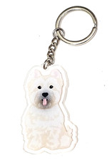 Terrier Dog Keychain Charm Acrylic Backpack Accessory Pet Lover, White/Gray/Tan
