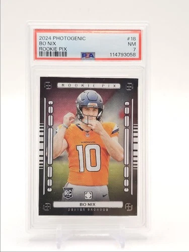 BO NIX 2024 PHOTOGENIC FOOTBALL ROOKIE PIX BRONCOS #18 RC PSA 7 Q0SAM