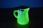 Vintage Anchor Hocking Depression Green Uranium Glass Syrup/Milk Pitcher w/Lid