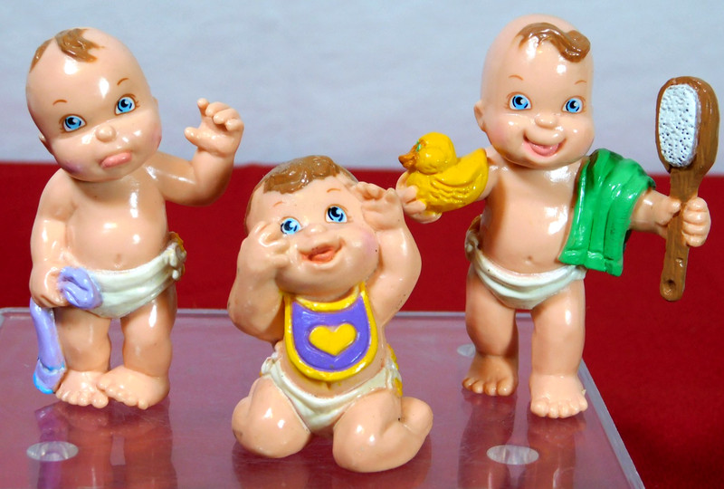 Vintage Galoob Baby Face Magic Diaper Babies 1991 Set of 3 Brown Hair