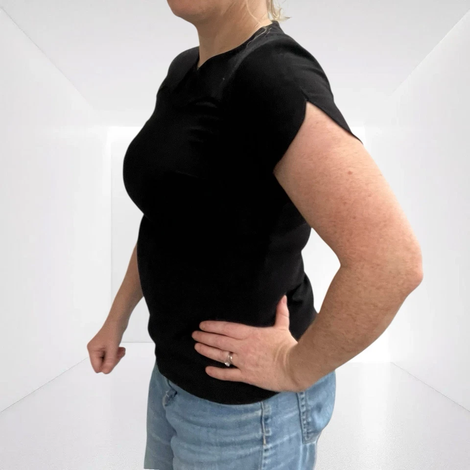 Ted Baker Top 12 Black Structured Petal Sleeve Party Glam Size 3 Minimalist Chic - Image 3 of 4