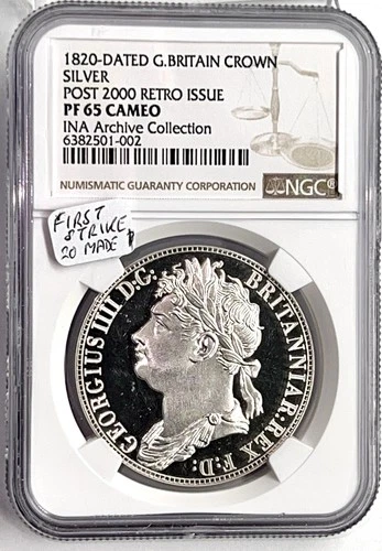 Great Britain ‘1820’ Crown Fantasy INA Archive Collection Silver NGC PF65 Cameo