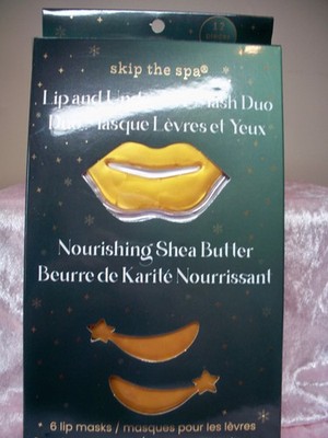 Skip the Spa Lip & Under Eye Mask Duo Gold Hydrating Nourishing Shea Butter