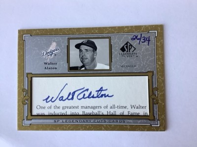 WALTER ALSTON DODGERS 2001 UPPER DECK SP LEGENDARY CUTS CUT AUTO # 26/34