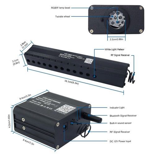 16W RGBW APP Luci Fibra Ottica Meteora Scintillante Piccole Dimensioni, Musica Attivata 65... - Foto 4 di 9