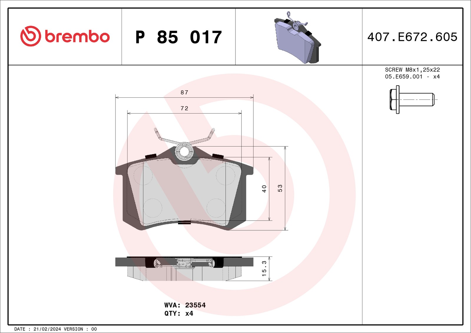 Brembo Bremsbelagsatz P 85 017, Hinten - Bild 6