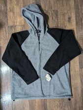 Croft  Barrow Quarter Zip Fleece Sweater Men's Large Grey  Black Pullover NWT 