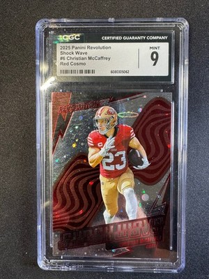 2025 Revolution Christian McCaffrey Shock Wave Red Cosmo #6 49ers CGC 9 #d 7/50