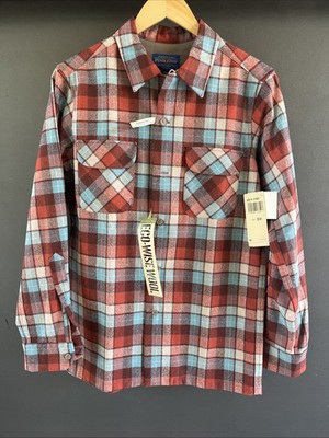 PENDLETON Rider Board Shirt Fitted Mens Small S 2011 Ltd Ed Beach Boys Red Plaid