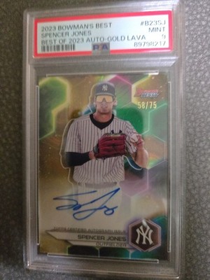 2023 Bowman's Best Spencer Jones Best Of 2023 Auto Gold Lave #B235J /75 PSA 9