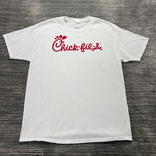Chick-Fil-A Shirt Gr. L Herren Huhn Fast Food Restaurant Tee weiß
