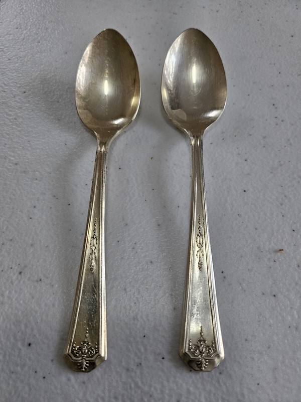Lot of 2 Vintage Tudor Plate Oneida Community Made Plate 6" Silverplate Spoons