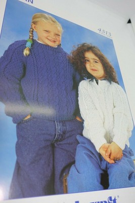 Stylecraft Knitting Pattern 4513 Aran Sweater & Cardigan 20-30'' Girls 