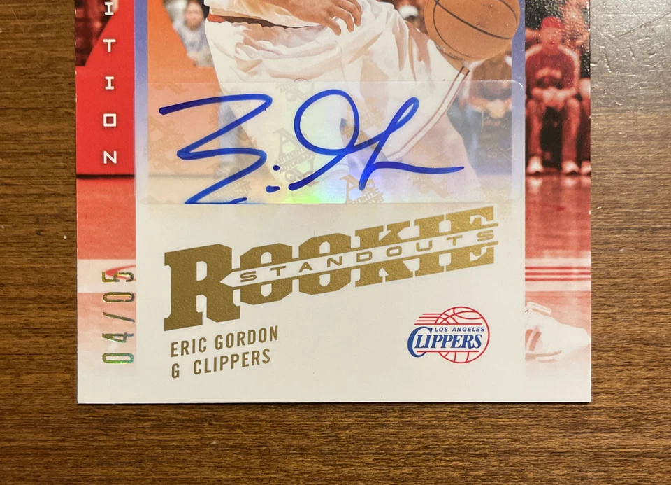 Eric Gordon 2008-09 Upper Deck Rookie Standouts Auto RSEG Clippers Rockets /5 RC - Image 3 of 4