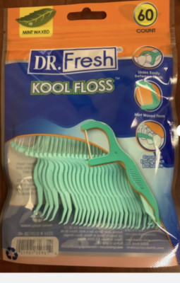 8*Dr Fresh Kool Floss 60 Count Mint Wax Floss Picks NEW Dental Teeth Pics 480ttl