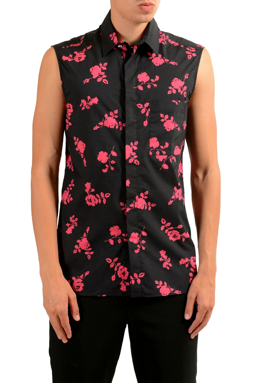 Мужская черная повседневная рубашка без рукавов с графическим рисунком от Versace Versus